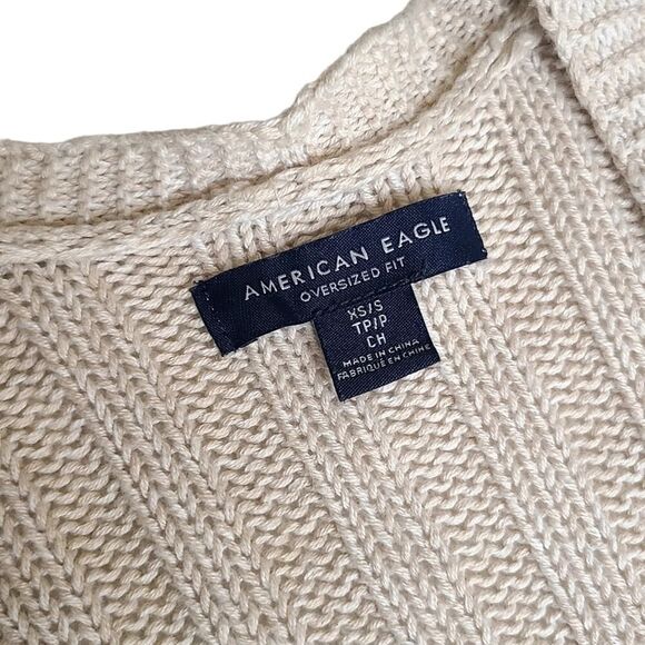 American Eagle oversized fit open front cardigan sweater Oatmeal cream color XS - Picture 6 of 10